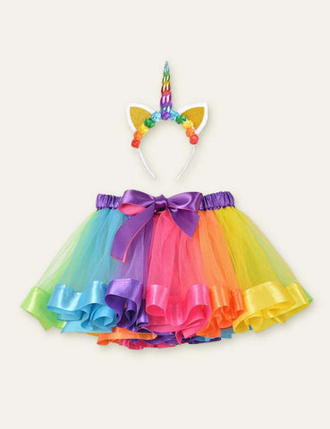 Unicorn Hair Accessories + Bow Mesh Skirt