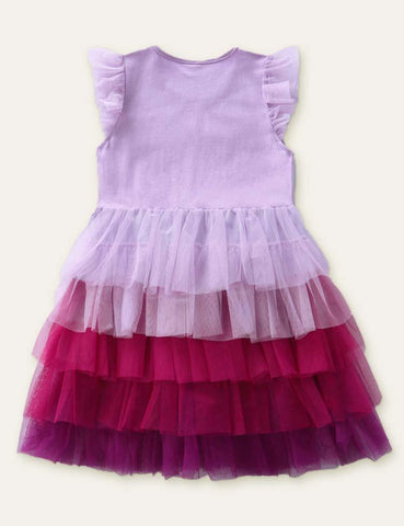 Unicorn Embroidered Mesh Party Dress - CCMOM