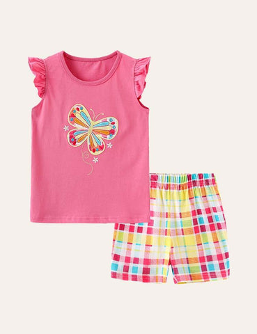 Butterfly Embroidery Sleeveless Set - CCMOM