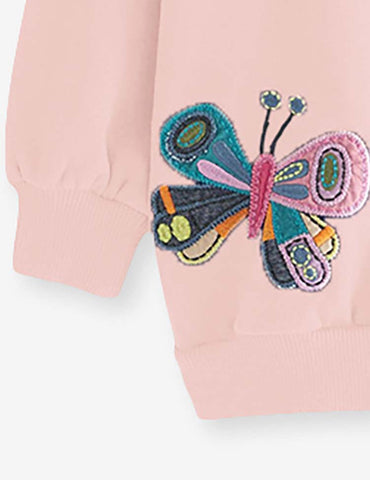 Three Butterfly  Appliqué Sweatshirt