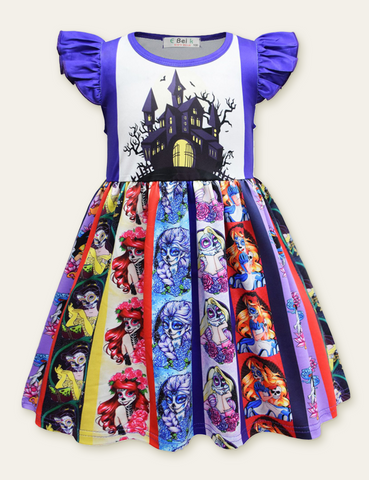 Halloween Castle Girl Printed Dress