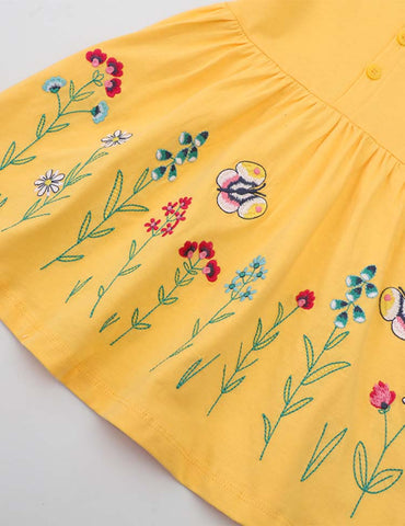 Butterfly Flower Embroidered Dress