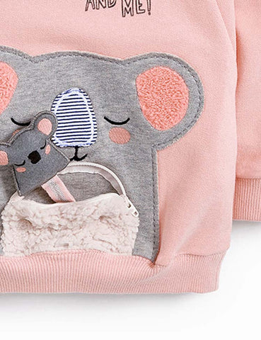 Cartoon Koala Appliqué Long Sleeve Sweatshirt