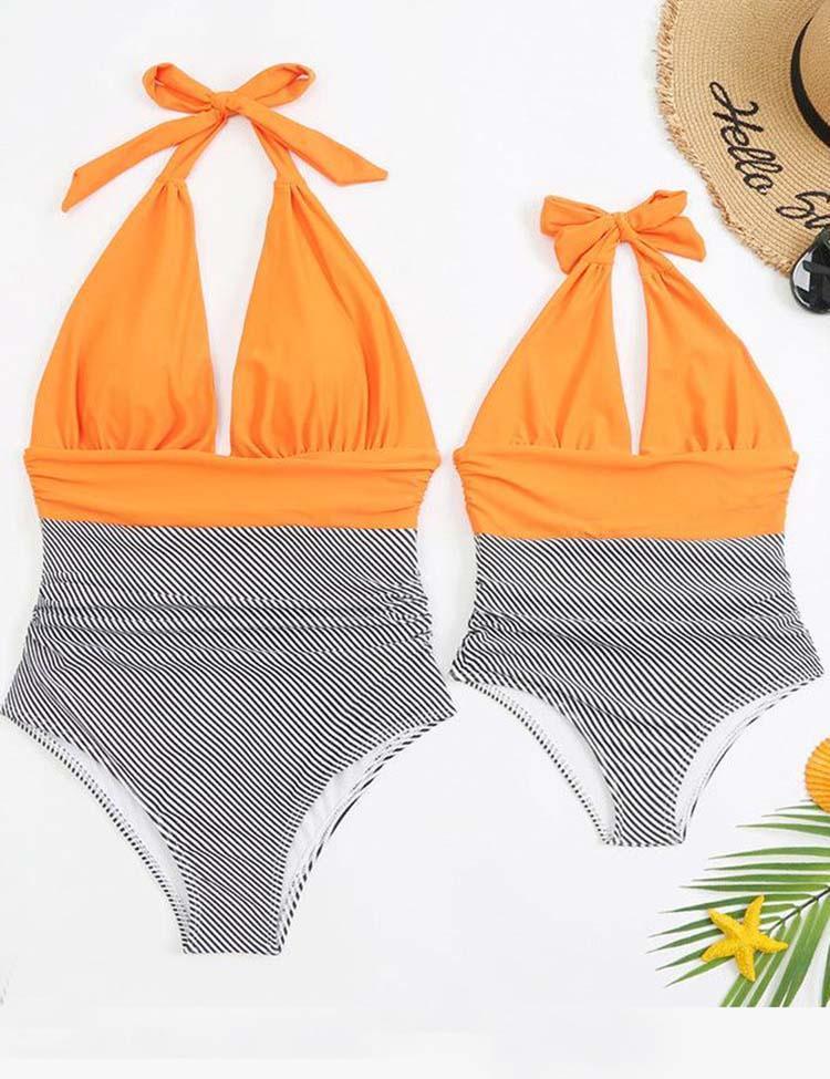 Family Matching One Piece Swimsuit Backless Swimsuit - CCMOM