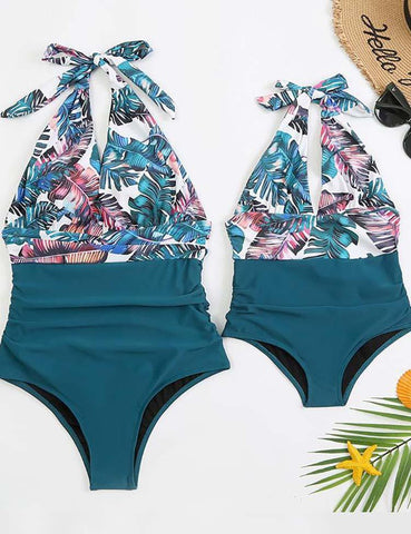 Family Matching One Piece Swimsuit Backless Swimsuit - CCMOM