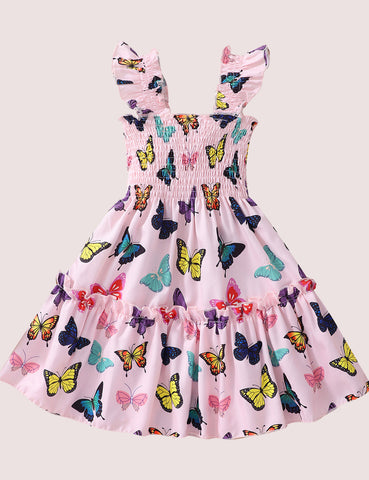 Sleeveless Smock Heart Butterfly Dress