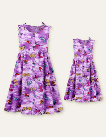 Butterfly Printed Family Matching Dress