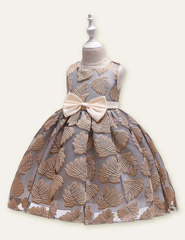 Embroidered Bow Party Dress