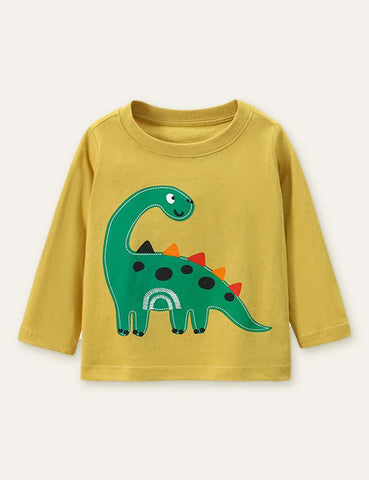 Dinosaur Printed Long-Sleeved T-shirt