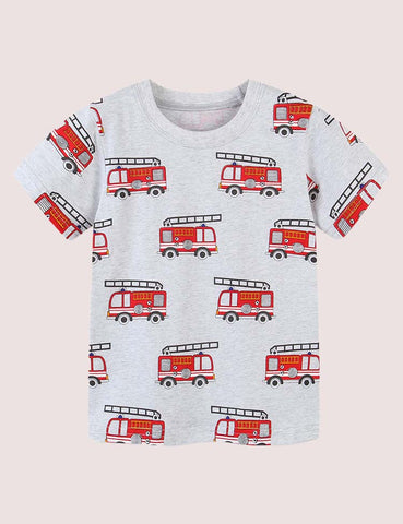 Full Printed Fire Truck T-shirt