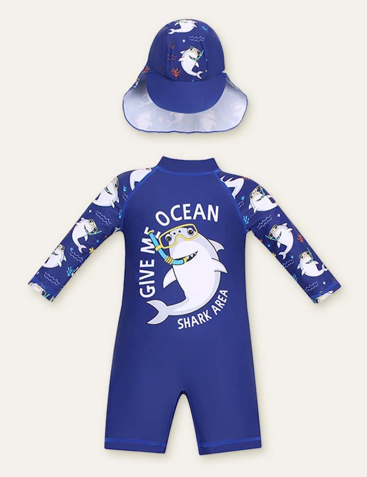 Animal Long Sleeve Swim Suit + Cap - CCMOM