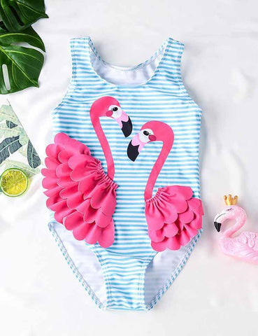 Flamingos Appliqué One-Piece Swimsuit - CCMOM