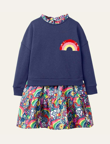 Floral Rainbow Sweatshirt Dress - CCMOM