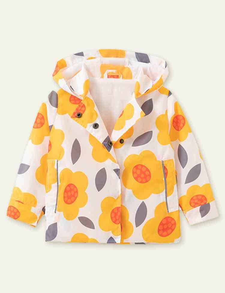 Flower Print Long Sleeve Coat - CCMOM