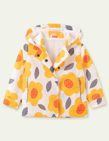 Flower Print Long Sleeve Coat - CCMOM