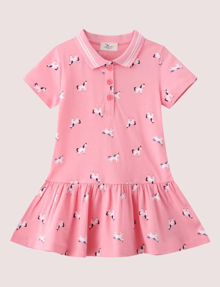 Full Printed Unicorn Polo Dress - CCMOM