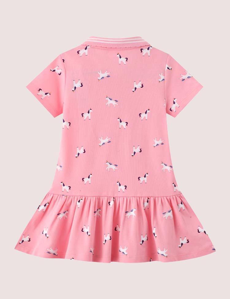 Full Printed Unicorn Polo Dress - CCMOM