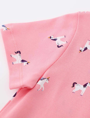 Full Printed Unicorn Polo Dress - CCMOM