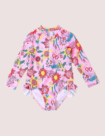 One-Piece Flower Sunscreen Swimsuit - CCMOM