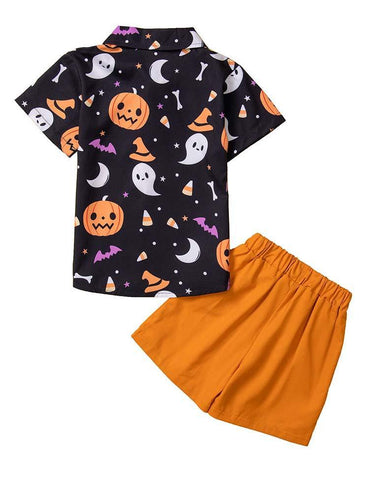 Halloween Pumpkin Printed Three-Piece Set - CCMOM