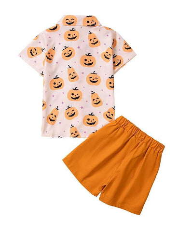 Halloween Pumpkin Printed Three-Piece Set - CCMOM