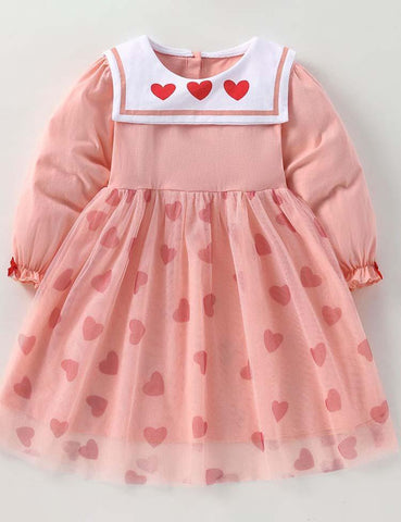 Heart Printing Mesh Dress - CCMOM