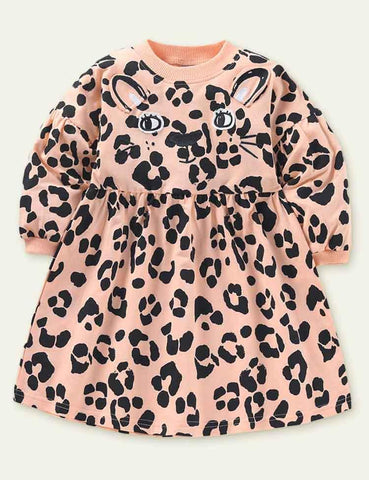 Leopard Print Long Sleeve Dress - CCMOM