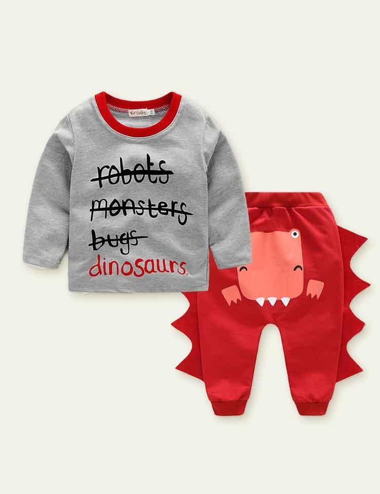 Letter Print Long Sleeve Pajamas - CCMOM