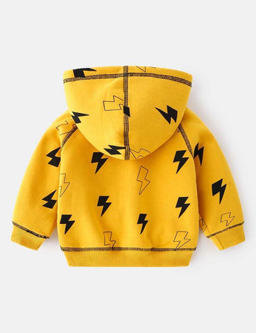 Lightning Print Hooded Zip Jacket - CCMOM