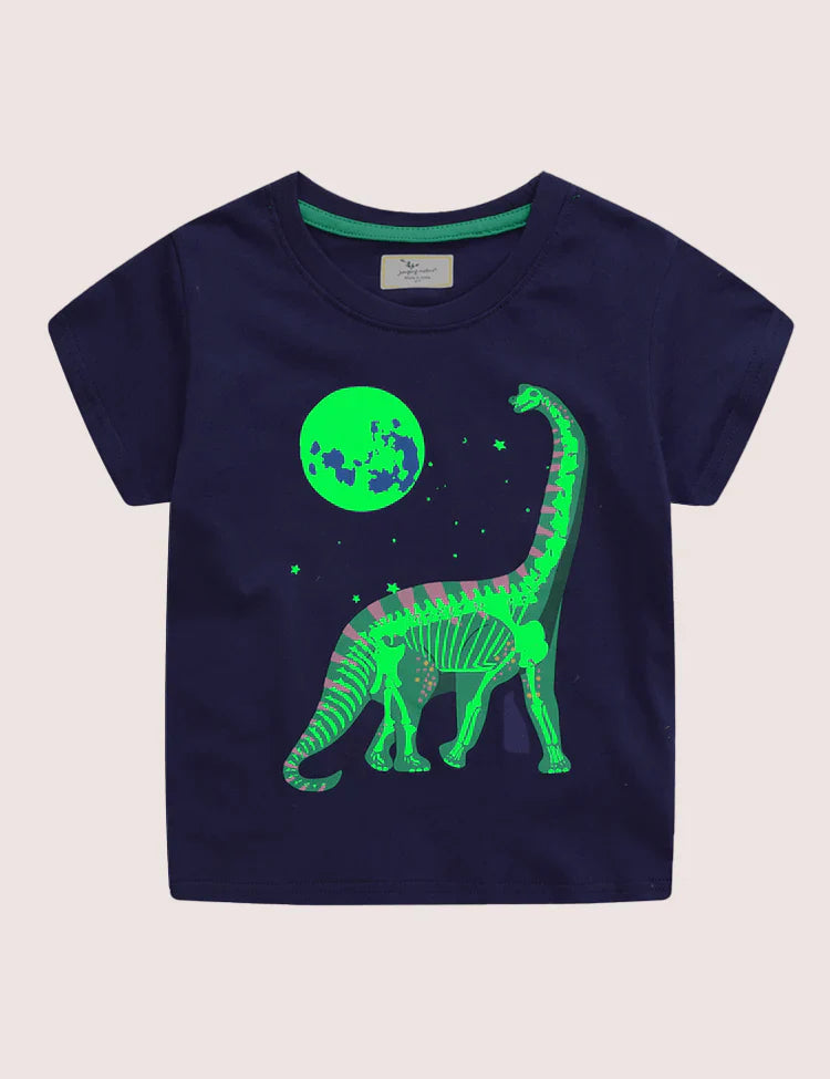 Glowing Dinosaur Short-Sleeved T-shirt - CCMOM