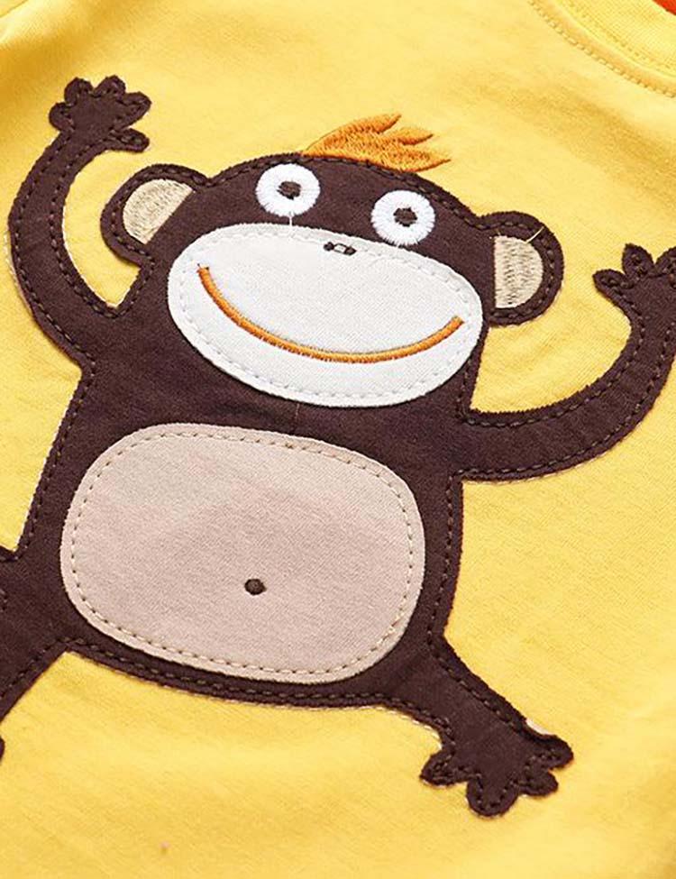 Monkey Appliqué Short-Sleeved T-shirt - CCMOM