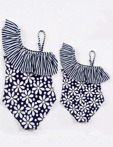 One-Shoulder Lace Family Matching Swim Suit - CCMOM