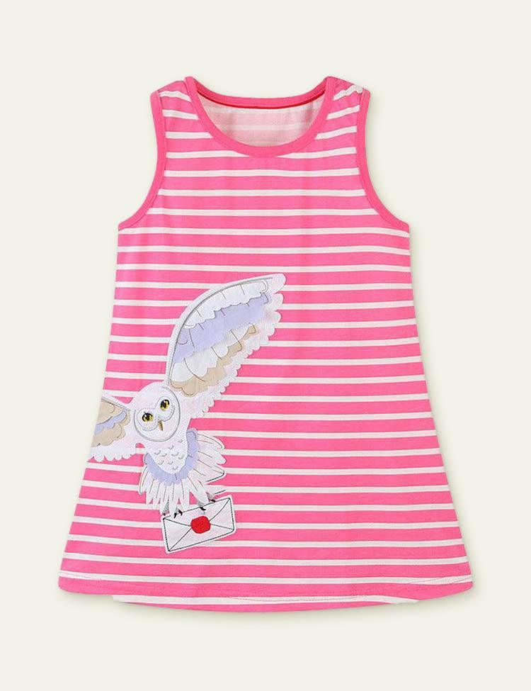 Owl Appliqué Striped Dress - CCMOM