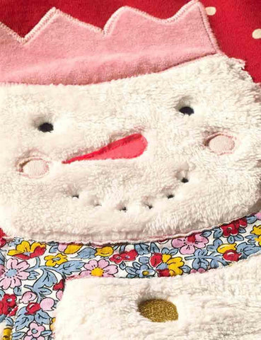 Plush Snowman Appliqué Dot Sweatshirt - CCMOM