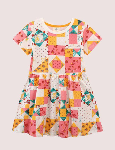 Printed Short Sleeve Dress - CCMOM