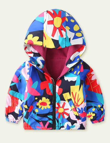 Printing plus Velvet Hooded Trench Coat - CCMOM