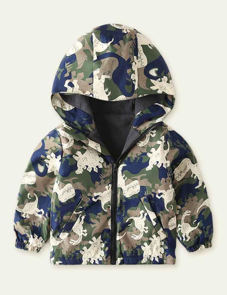 Printing plus Velvet Hooded Trench Coat - CCMOM