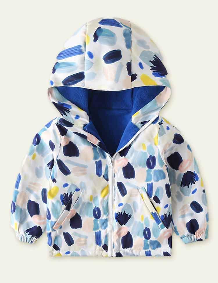 Printing plus Velvet Hooded Trench Coat - CCMOM