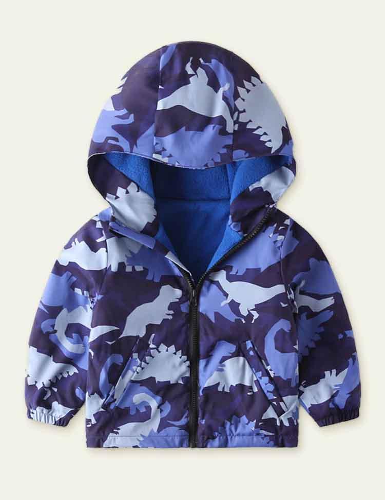 Printing plus Velvet Hooded Trench Coat - CCMOM