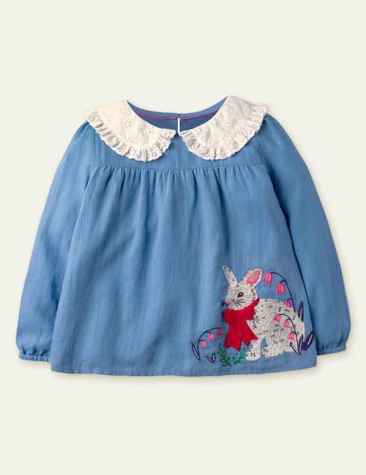 Rabbit Appliqué Long-Sleeved Top - CCMOM