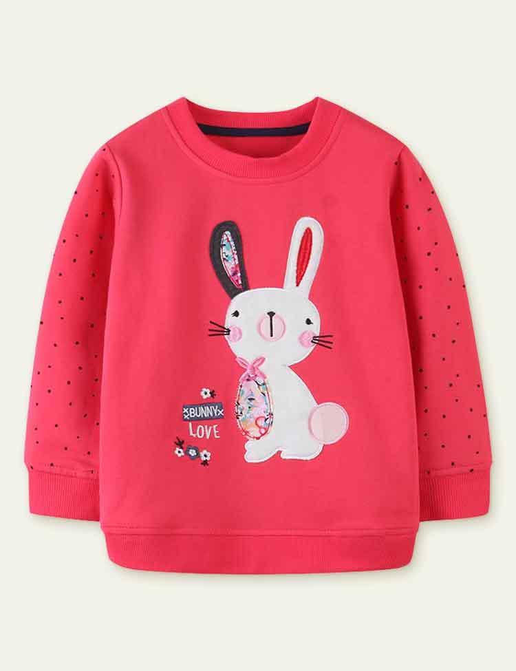 Rabbit Embroidered Long-Sleeved Sweatshirt - CCMOM