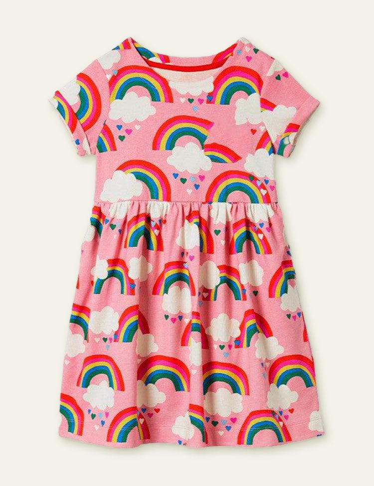 Rainbow Cloud Pattern Knitted Dress - CCMOM