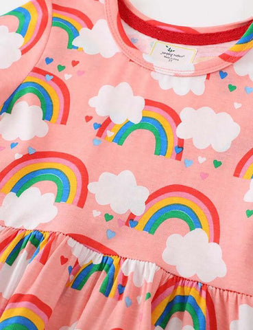 Rainbow Cloud Pattern Knitted Dress - CCMOM