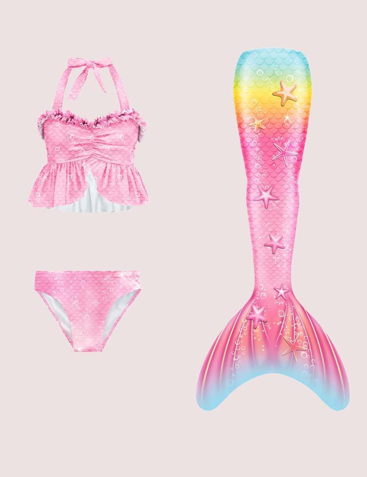 Rainbow Mermaid Tail Swimsuit Set - CCMOM