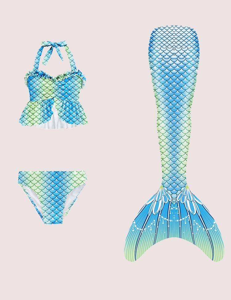 Rainbow Mermaid Tail Swimsuit Set - CCMOM