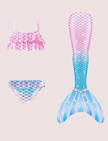 Rainbow Mermaid Tail Swimsuit Set - CCMOM