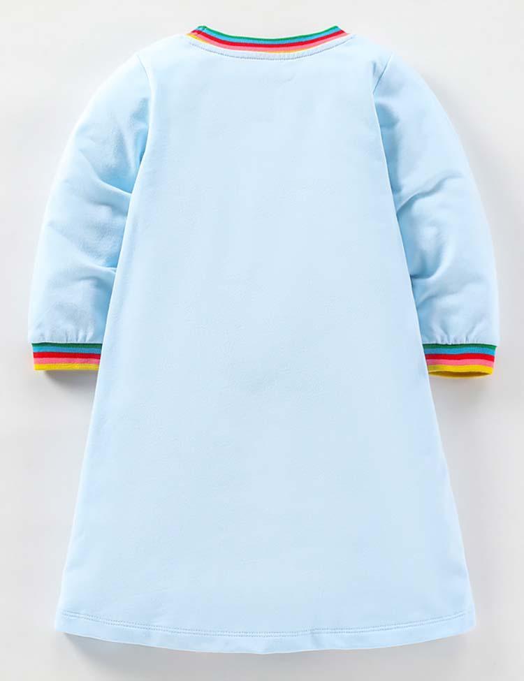 Rainbow Pencil Appliqué Long Sleeve Dress - CCMOM