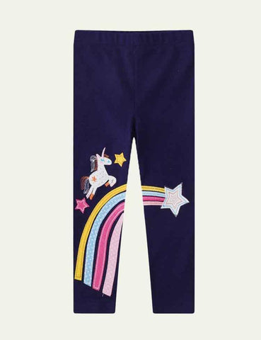 Rainbow Unicorn Appliqué Leggings - CCMOM