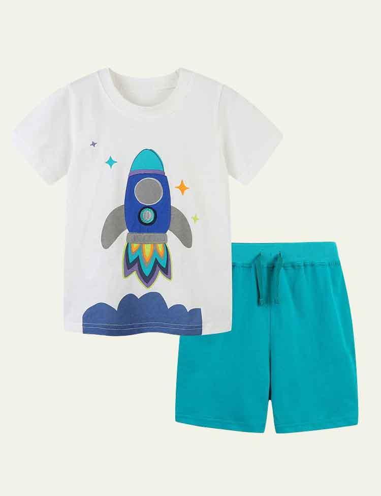 Rocket Appliqué T-shirt Suit - CCMOM