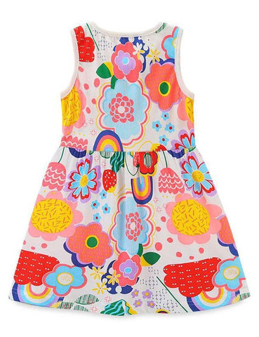 Round Neck Cartoon Print Princess Dress - CCMOM